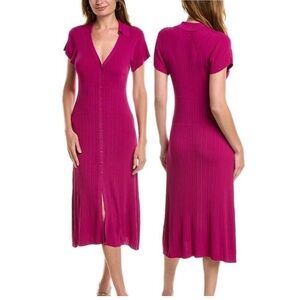 Rag & Bone Esme Ribbed Midi Dress Deep Pink Size XS